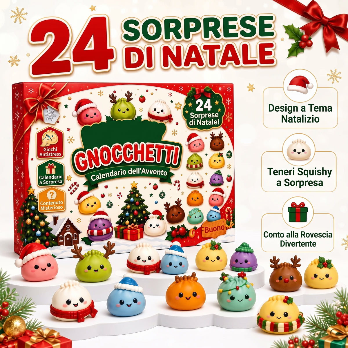 Calendario dell'Avvento 2026: 24 Squishy Raviolini